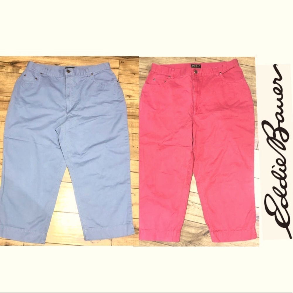 Eddie Bauer Capri Pants Pink Blue Size 18
